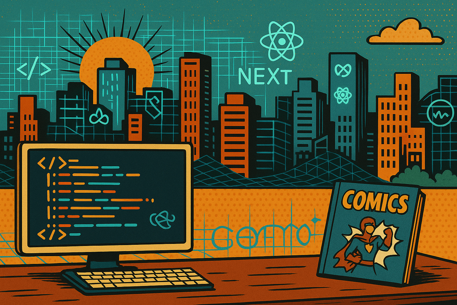 Comic book skyscraper background